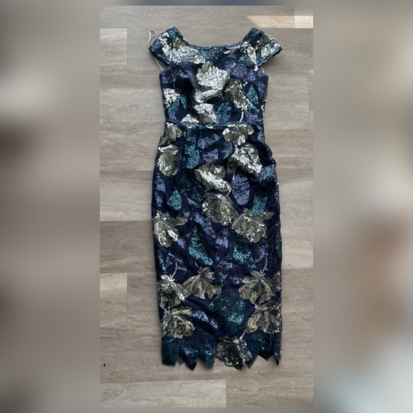 NWT Marchesa Notte Embellished tulle midi dress - 2 - Picture 3 of 10